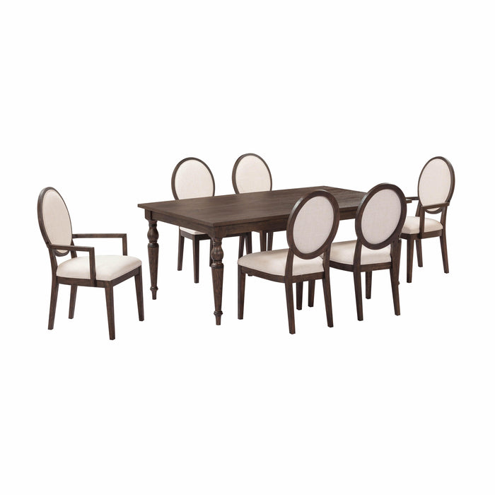 Mila Dark Brown and Beige Performance Fabric Dining Armchair - Home And Beyond