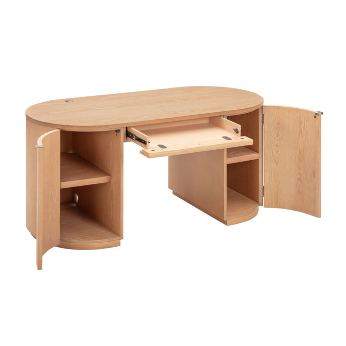 Marlow 64" Wood Executive Desk With Storage - Home And Beyond