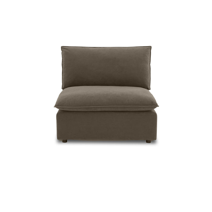 Cali Chocolate Brown Performance Velvet Armless Chair - Home And Beyond
