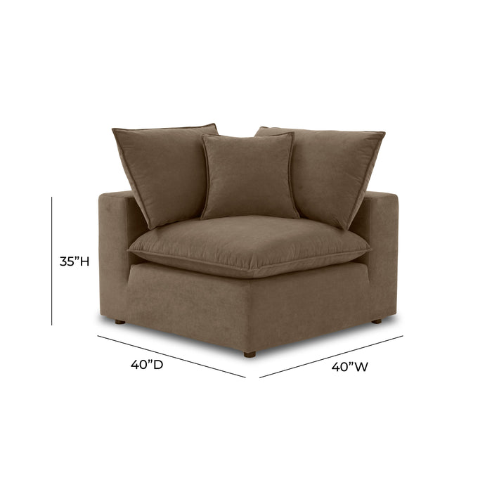 Cali Chocolate Brown Performance Velvet Corner Chair - Home And Beyond