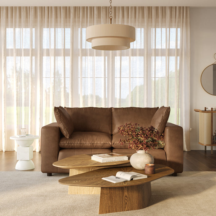 Cali 80" Brown Leather Modular Loveseat - Home And Beyond