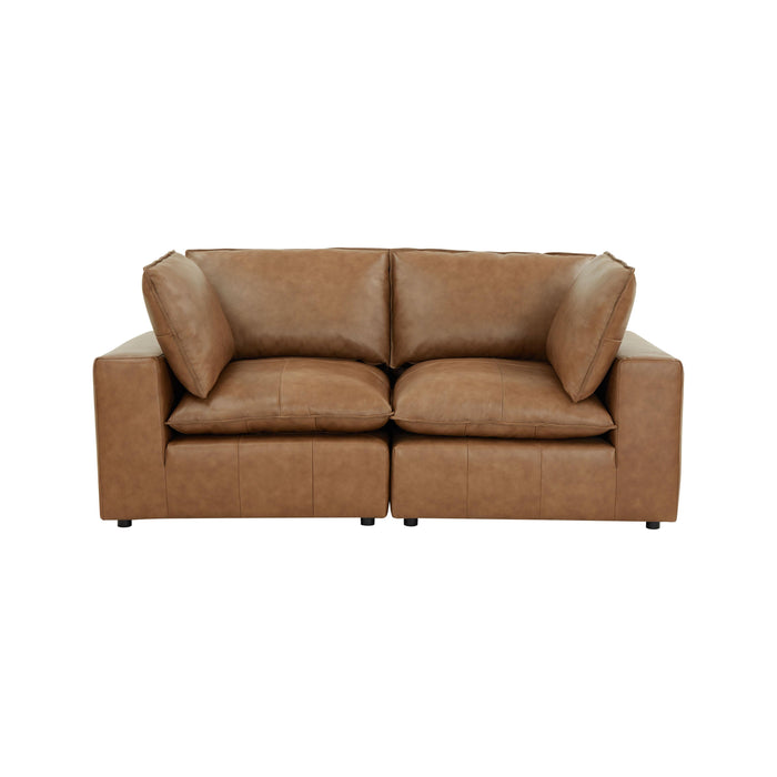 Cali 80" Brown Leather Modular Loveseat - Home And Beyond