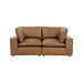 Cali 80" Brown Leather Modular Loveseat - Home And Beyond