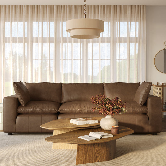Cali 120" Brown Leather Modular Sofa - Home And Beyond