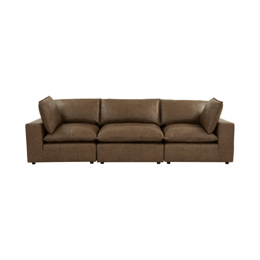 Cali 120" Brown Leather Modular Sofa - Home And Beyond