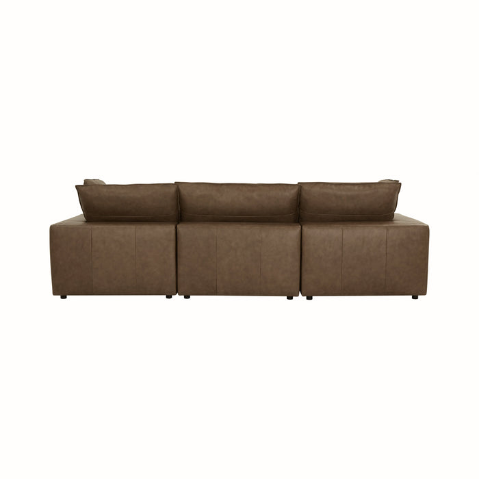 Cali 120" Brown Leather Modular Sofa - Home And Beyond