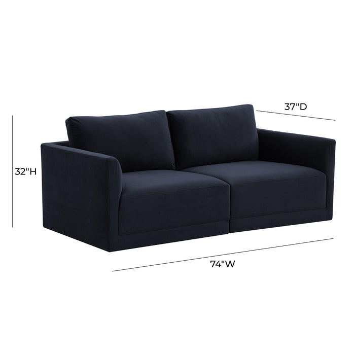 Willow 74" Performance Velvet Modular Loveseat