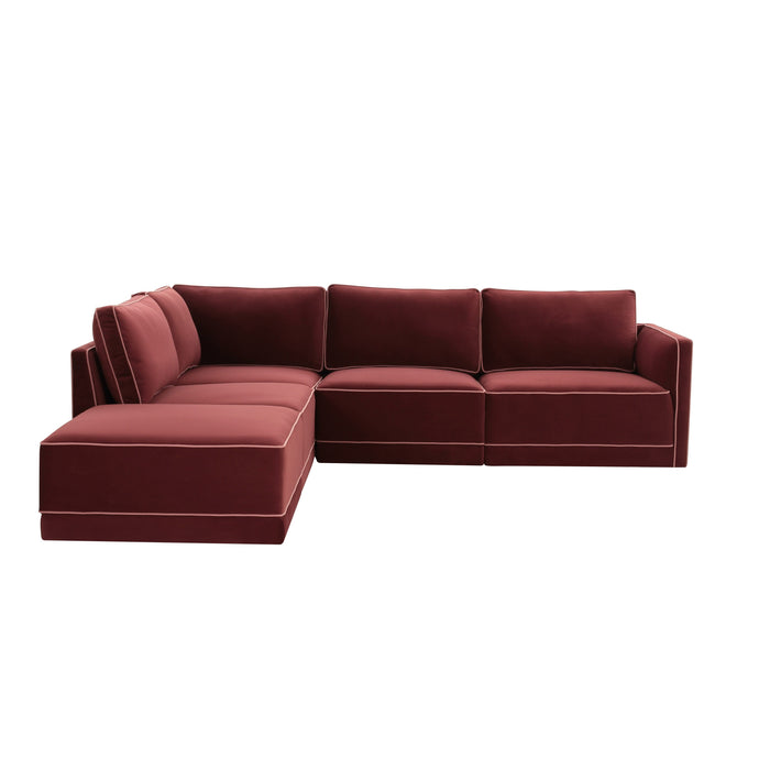 Willow 5-Piece Performance Velvet Modular Left Facing Sectional - Home And Beyond