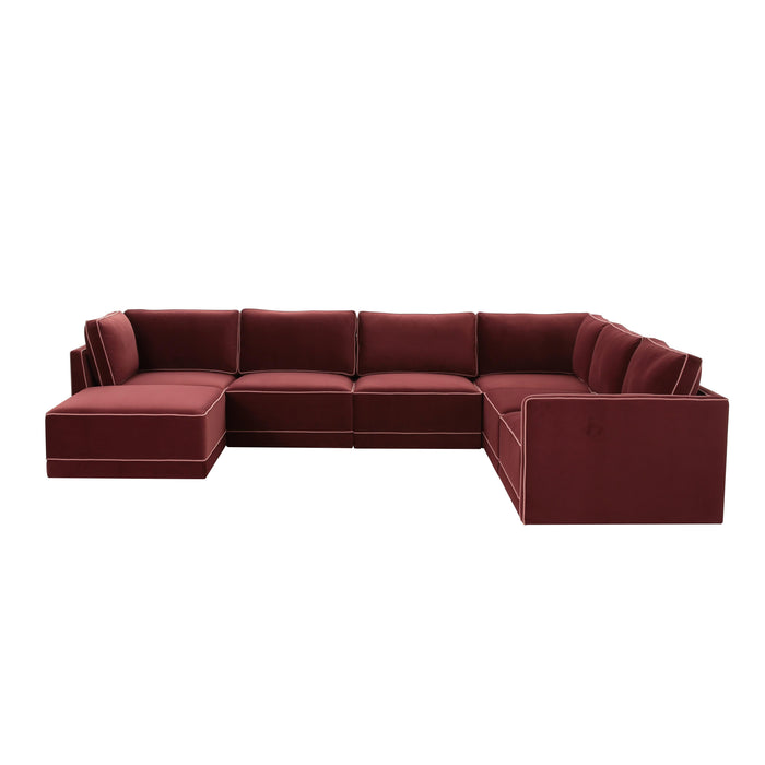 Willow 7-Piece Performance Velvet Modular Large Chaise Sectional - Home And Beyond