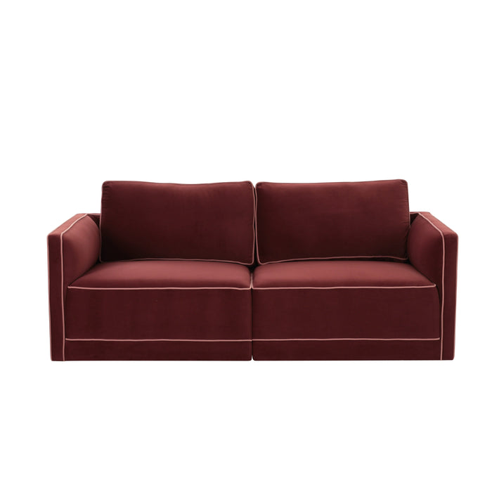 Willow 74" Performance Velvet Modular Loveseat - Home And Beyond