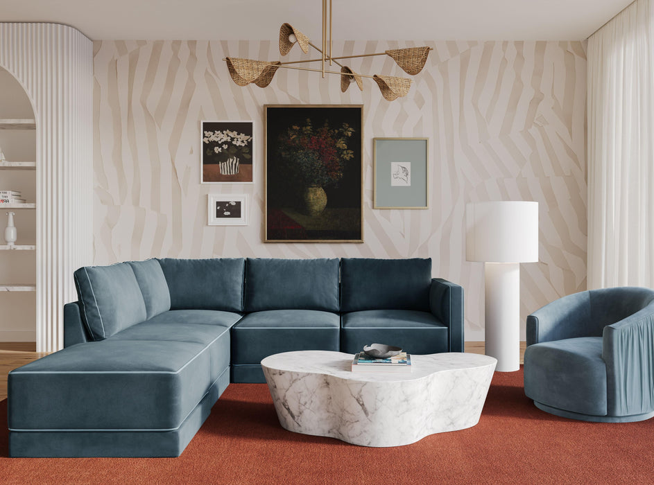 Willow 5-Piece Performance Velvet Modular Left Facing Sectional - Home And Beyond