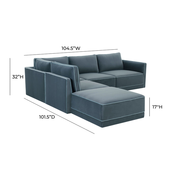 Willow 5-Piece Performance Velvet Modular Left Facing Sectional - Home And Beyond