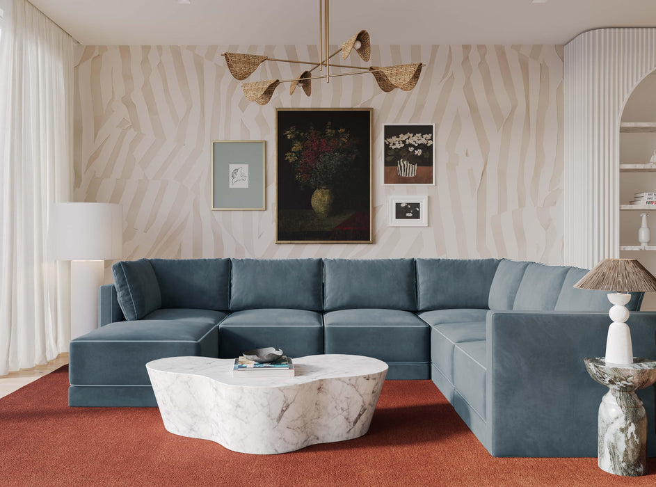 Willow 7-Piece Performance Velvet Modular Large Chaise Sectional - Home And Beyond