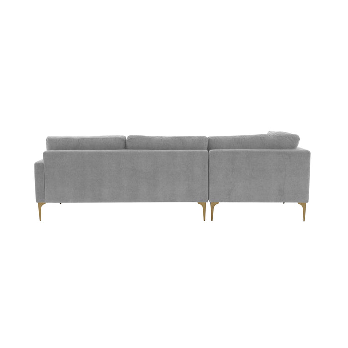 Serena 3-Piece Performance Grey Velvet Chaise Sectional