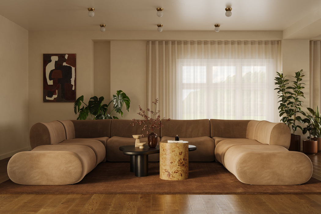 Zenith 8-Piece Latte Brown Performance Velvet Modular U-Sectional