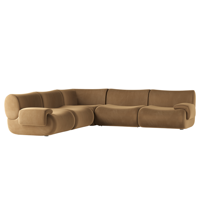 Zenith 5-Piece Latte Brown Performance Velvet Modular L-Sectional - Home And Beyond