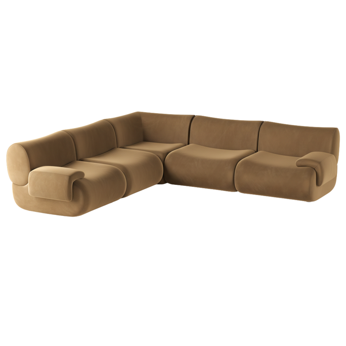 Zenith 5-Piece Latte Brown Performance Velvet Modular L-Sectional - Home And Beyond