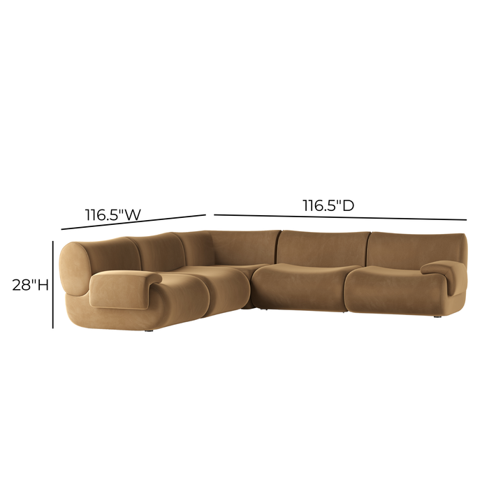 Zenith 5-Piece Latte Brown Performance Velvet Modular L-Sectional - Home And Beyond