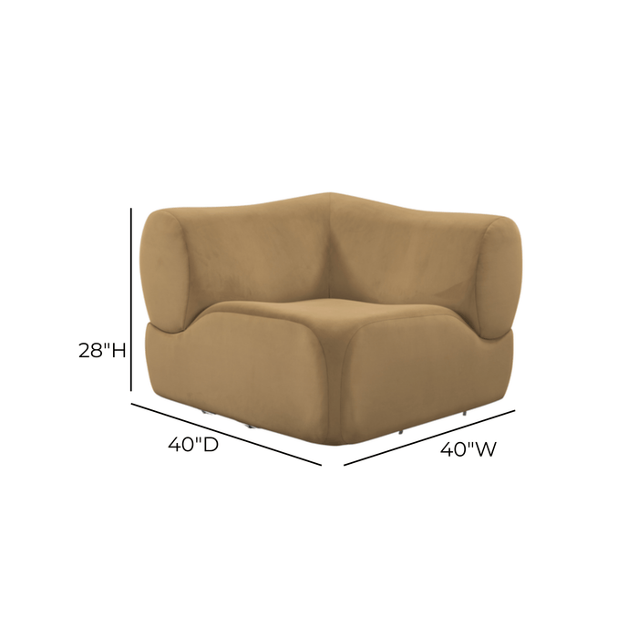 Zenith Latte Brown Performance Velvet Corner Wedge - Home And Beyond