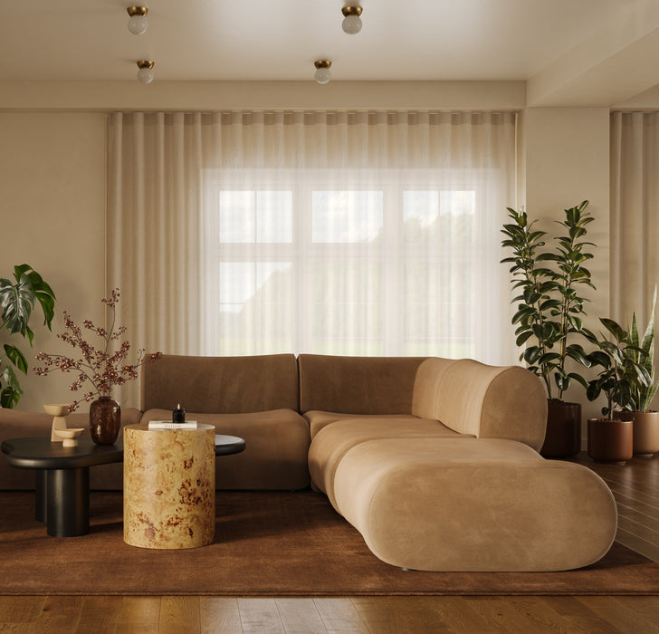 Zenith Latte Brown Performance Velvet Ottoman - Home And Beyond