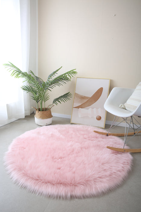 Round Faux Pink - Faux Fur Shaggy image