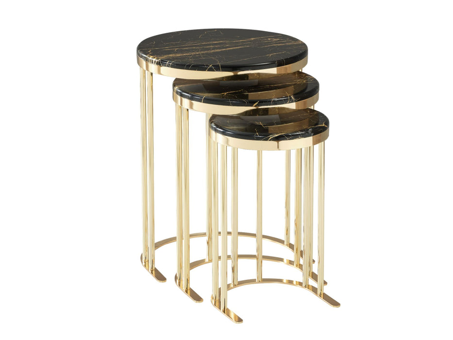 SC300 Nesting Table-Gold Legs-Black Gold Marble Top