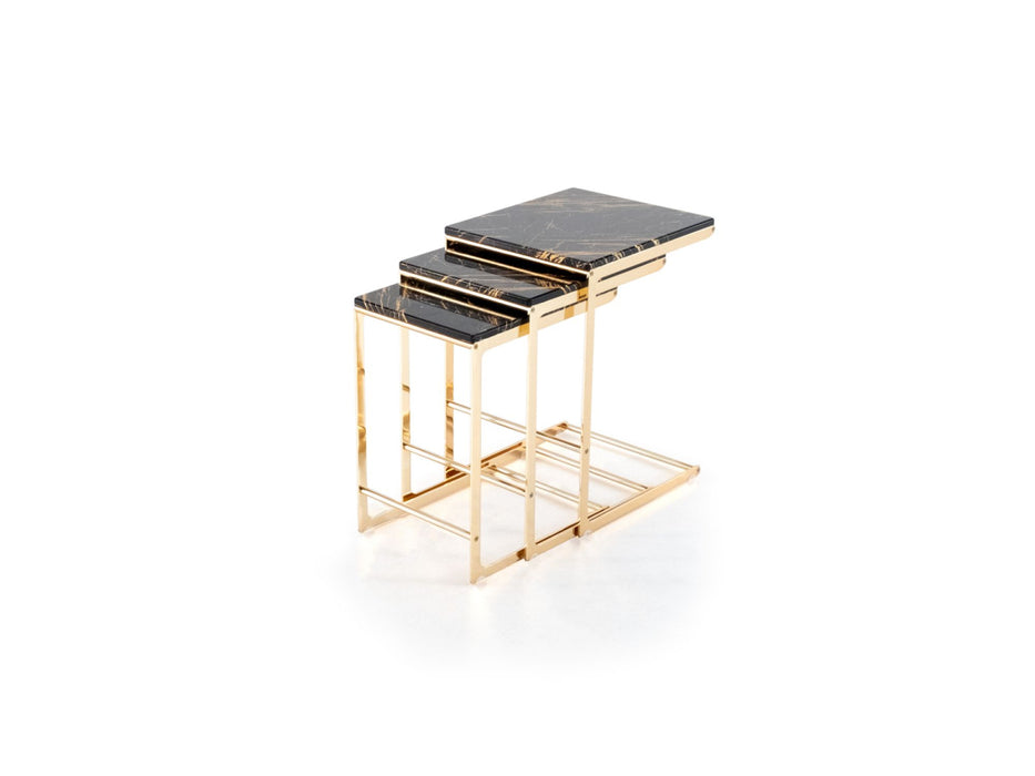 SC320 Nesting Table-Gold Legs-Black Gold Marble Top