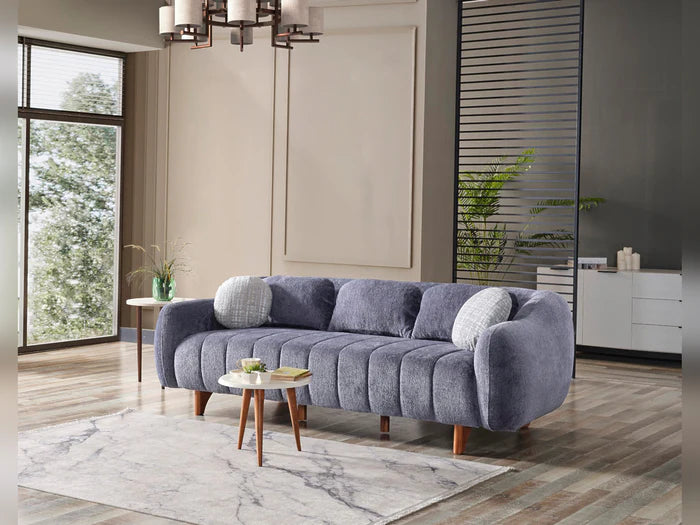 Snowy 3-pieces (Sofa & Loveseat & Swivel Chair) Livingroom Set Anthracite