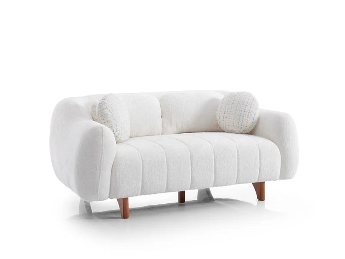 Snowy 3-pieces (Sofa & Loveseat & Swivel Chair) Livingroom Set Cream