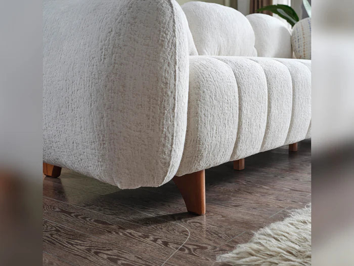 Snowy 3-pieces (Sofa & Loveseat & Swivel Chair) Livingroom Set Cream