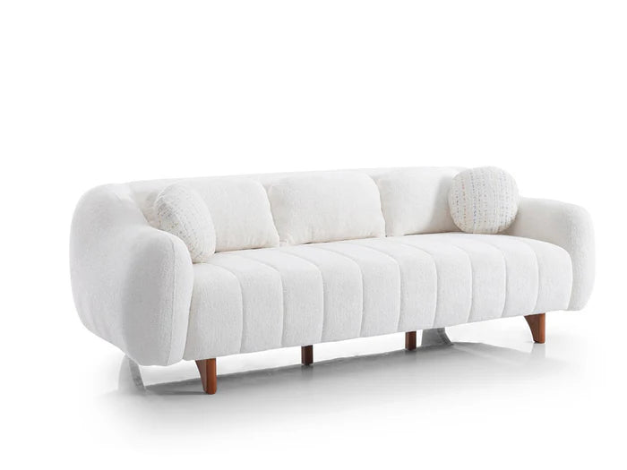 Snowy 3-pieces (Sofa & Loveseat & Swivel Chair) Livingroom Set Cream