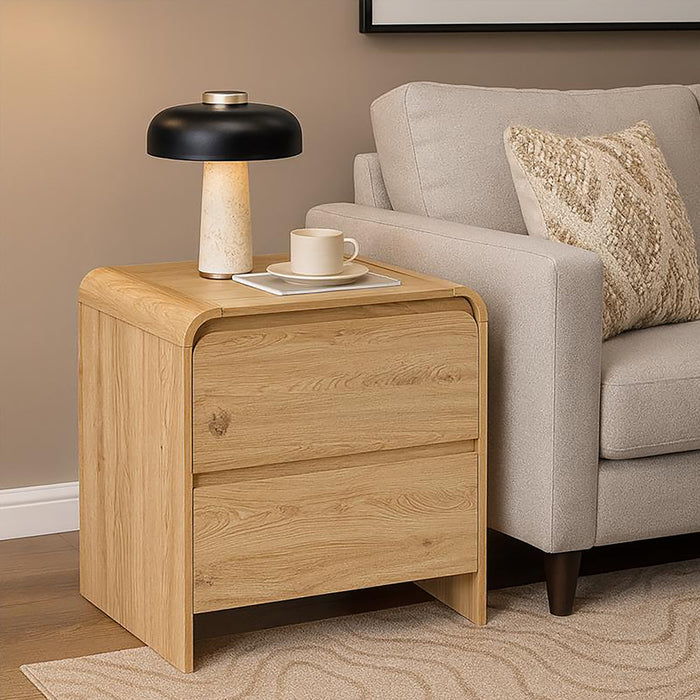 Mara Two Drawer End Table / Bedside Table-Natural