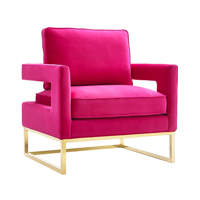 Avery Pink Velvet Chair With Polished Gold Base - UK - Home And Beyond