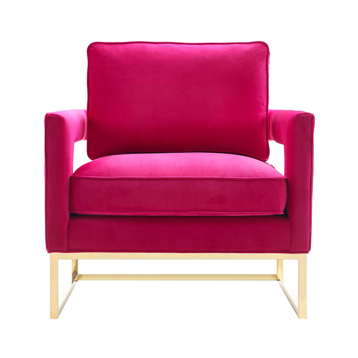 Avery Pink Velvet Chair With Polished Gold Base - UK - Home And Beyond