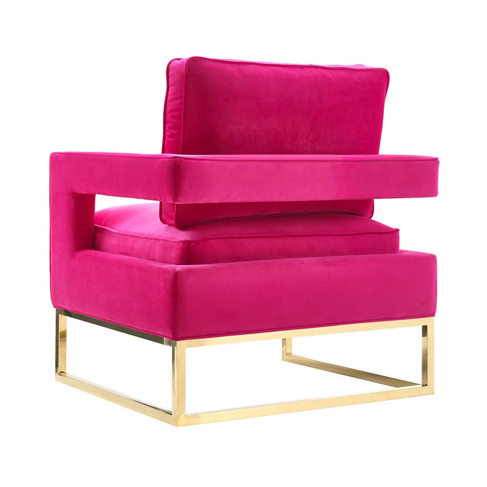 Avery Pink Velvet Chair With Polished Gold Base - UK - Home And Beyond