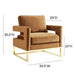 Avery Cognac Velvet Chair With Polished Gold Base - UK - Home And Beyond