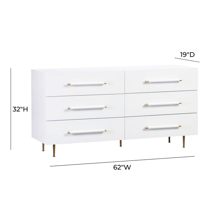 Trident White 6 Drawer Dresser - UK - Home And Beyond