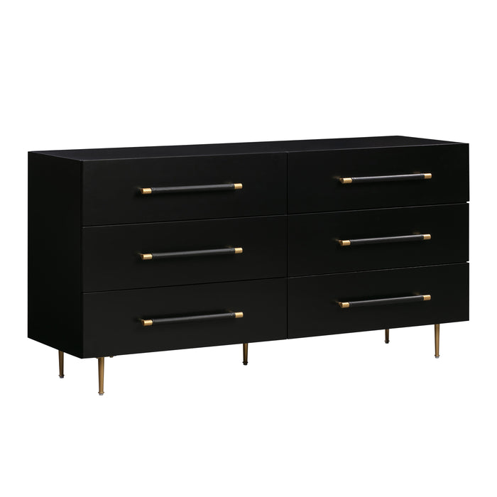 Trident Black 6 Drawer Dresser - UK - Home And Beyond