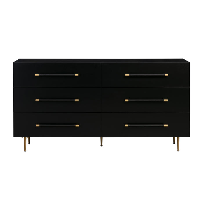 Trident Black 6 Drawer Dresser - UK - Home And Beyond