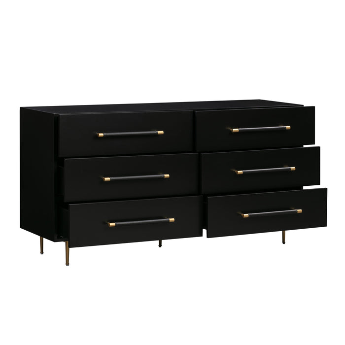 Trident Black 6 Drawer Dresser - UK - Home And Beyond