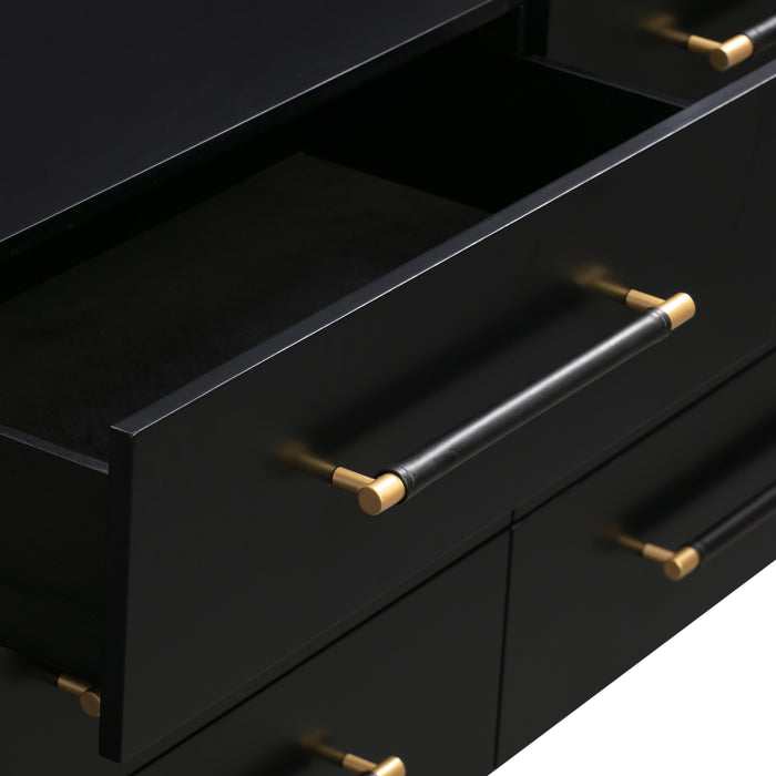 Trident Black 6 Drawer Dresser - UK - Home And Beyond