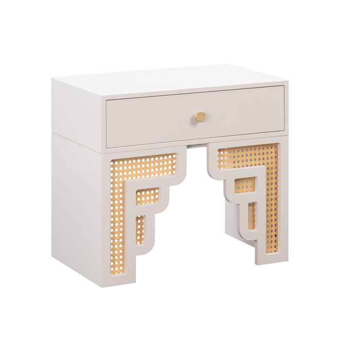 Suzie Cream & Rattan Nightstand - UK - Home And Beyond