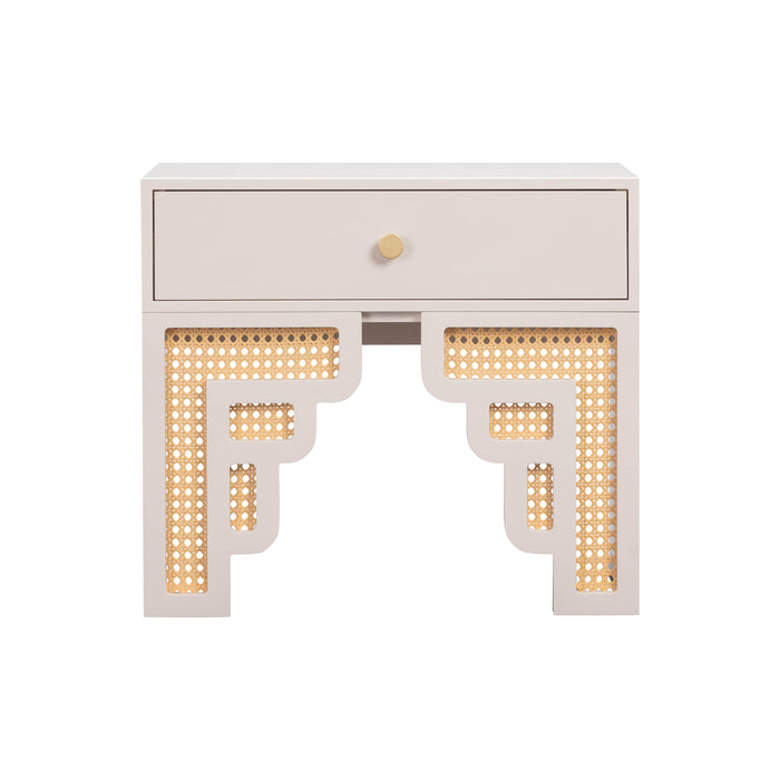 Suzie Cream & Rattan Nightstand - UK - Home And Beyond