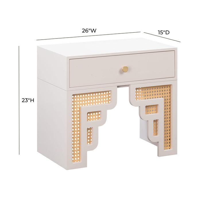 Suzie Cream & Rattan Nightstand - UK - Home And Beyond