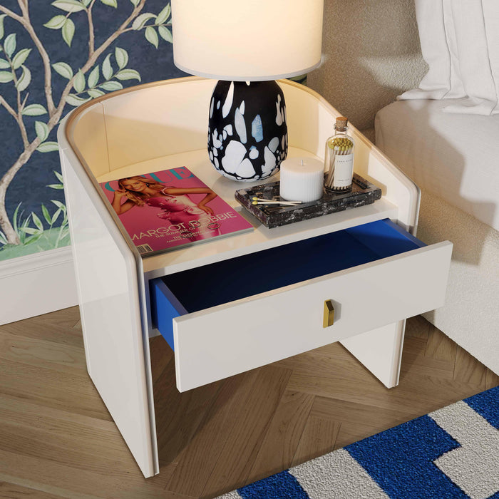 Collins Cream Lacquer Nightstand - UK - Home And Beyond