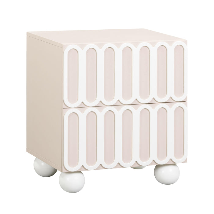 Tori Motif Taupe Nightstand - UK - Home And Beyond