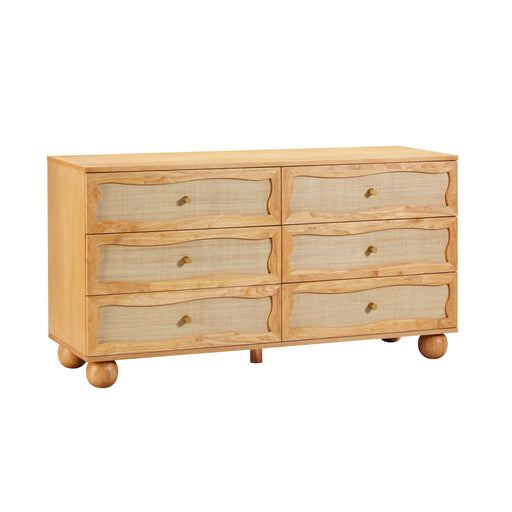 Grappa Natural Wood & Rattan Wavy Dresser - Home And Beyond