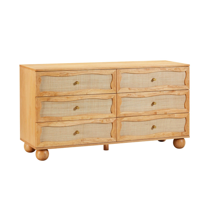Grappa Natural Wood & Rattan Wavy Dresser - Home And Beyond