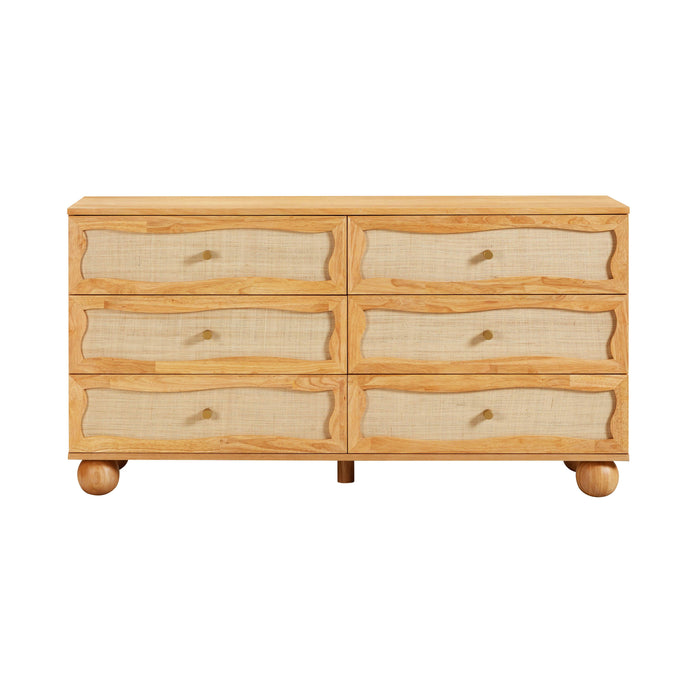 Grappa Natural Wood & Rattan Wavy Dresser - Home And Beyond