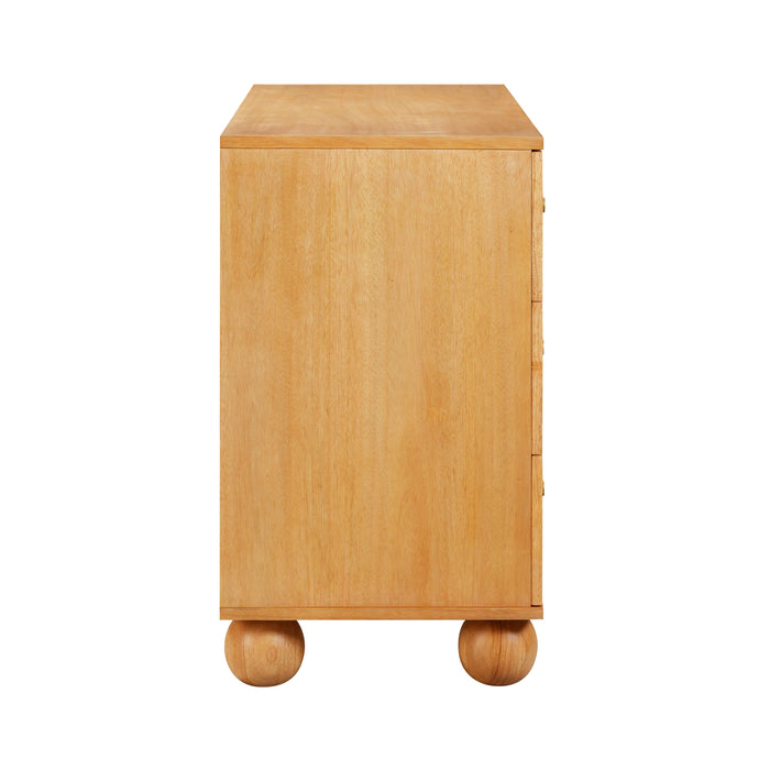Grappa 62" Natural Wood &amp; Raffia Wavy 6-Drawer Dresser